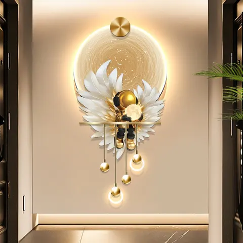 Astronauts UV Engraving 3D Effect Crystal Porcelain Painting Metal Pendant Glowed LED Decor Painting