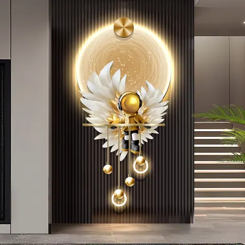 Astronauts UV Engraving 3D Effect Crystal Porcelain Painting Metal Pendant Glowed LED Decor Painting