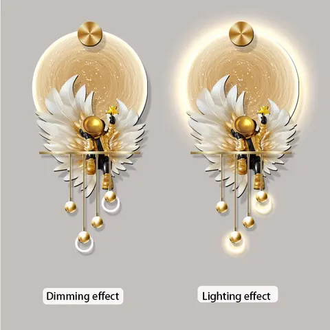 Astronauts UV Engraving 3D Effect Crystal Porcelain Painting Metal Pendant Glowed LED Decor Painting