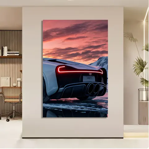 Atmospheric Sports Car Taillight LED Light Wall Art Home Decor Painting Corridor Background Wall Frameless Acrylic Painting
