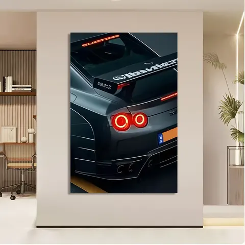 Atmospheric Sports Car Taillight LED Light Wall Art Home Decor Painting Corridor Background Wall Frameless Acrylic Painting