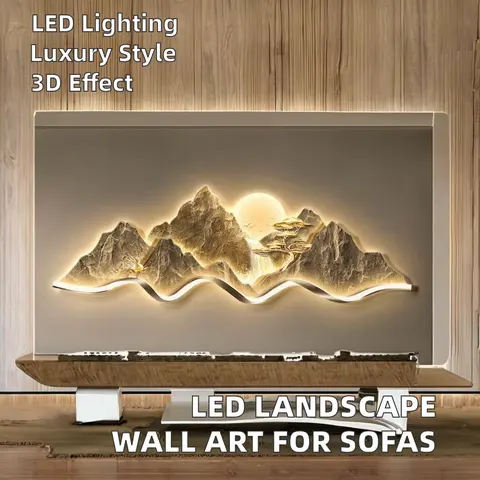 抽象 单幅 装饰画 轻奢风 客厅背景墙挂画 LED带灯画