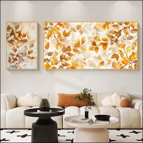 Autumn Wind Leaves Falling Combination Art Home Decor Painting Sofa Background Wall Crystal Porcelain Painting