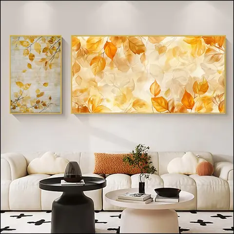Autumn Wind Leaves Falling Combination Art Home Decor Painting Sofa Background Wall Crystal Porcelain Painting
