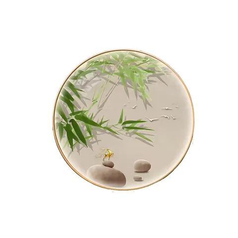 Bamboo Newspaper Peace Entrance Circular Decorative Crystal Porcelain Painting Living Room Wall Art Home Decor Painting