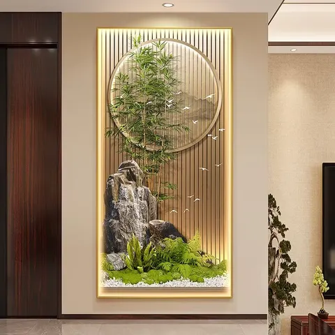 山水 单幅 装饰画 现代简约 玄关背景墙挂画 LED带灯画