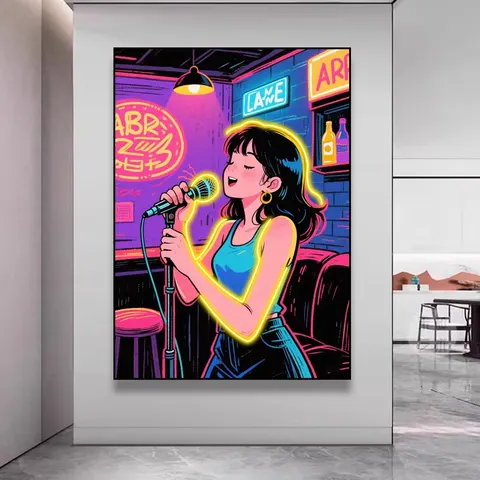 Bar KTV Glow Neon Light Art Home Decor Paintings Creativity the Dancing Girl LED Painting