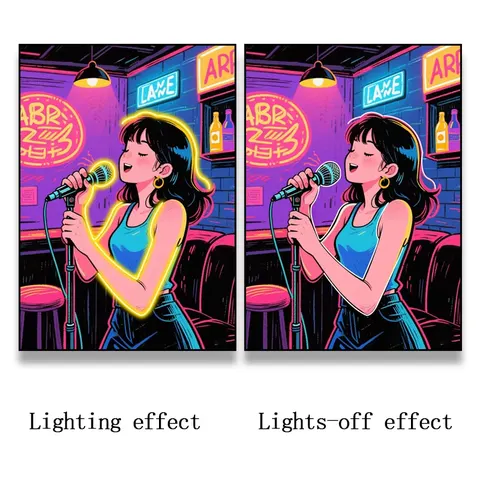 Bar KTV Glow Neon Light Art Home Decor Paintings Creativity the Dancing Girl LED Painting