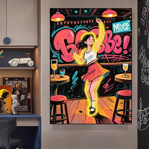 Bar KTV Glow Neon Light Art Home Decor Paintings Creativity the Dancing Girl LED Painting