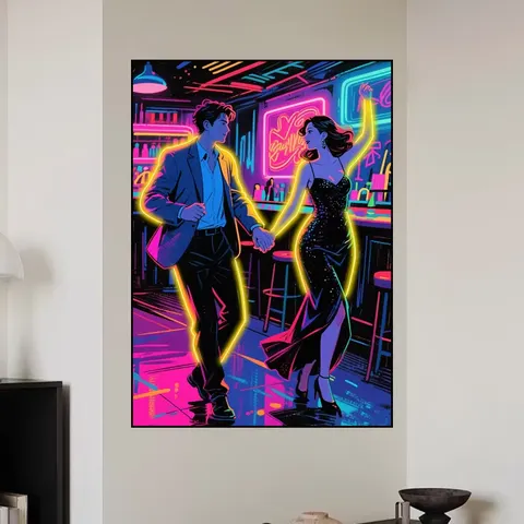 Bar KTV Glow Neon Light Art Home Decor Paintings Creativity the Dancing Girl LED Painting