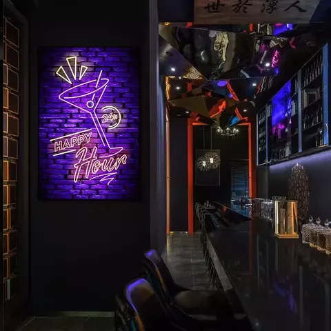Bar Music Restaurant Neon Light Decor Painting Pub Beer Propagate Advertising Wall Art Home Decor Painting