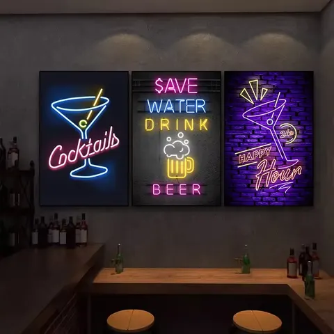 Bar Music Restaurant Neon Light Decor Painting Pub Beer Propagate Advertising Wall Art Home Decor Painting