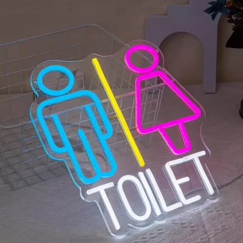 Bathroom Men and Women Bathroom Glowed Neon Lights WC Instruction Logo Acrylic LED Painting