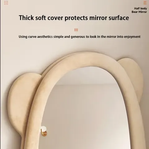 Bear Full-body Floor Mirror Girl Bedroom Net Red Dressing Mirror Clothing Store Home Wall-mounted Room Mirror
