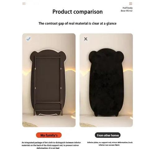 Bear Full-body Floor Mirror Girl Bedroom Net Red Dressing Mirror Clothing Store Home Wall-mounted Room Mirror