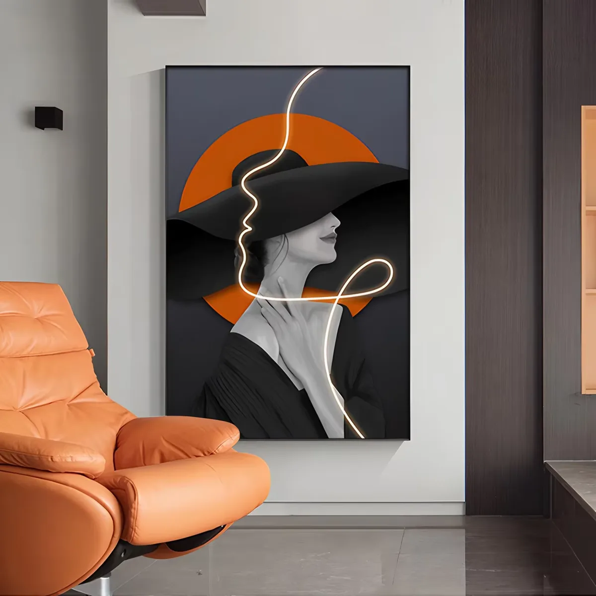 Beautiful Woman Characters Art Decor Paintings Modern Simplicity Entrance Hall Corridor Neon Lights LED Painting