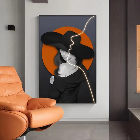 Beautiful Woman Characters Art Decor Paintings Modern Simplicity Entrance Hall Corridor Neon Lights LED Painting