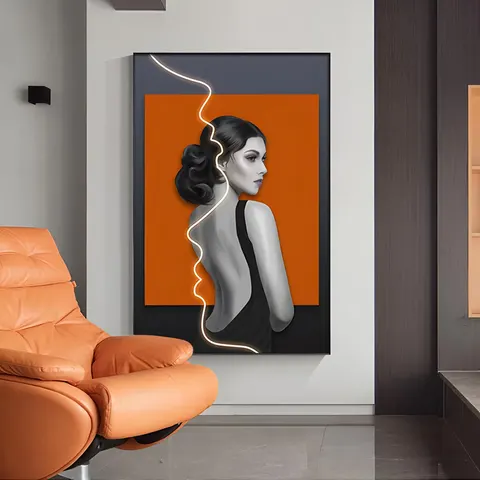 Beautiful Woman Characters Art Decor Paintings Modern Simplicity Entrance Hall Corridor Neon Lights LED Painting