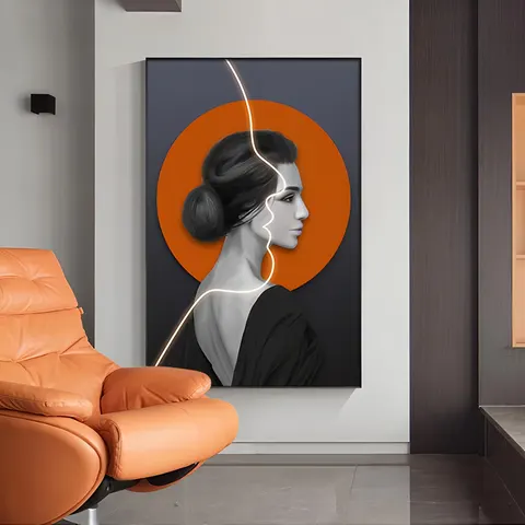 Beautiful Woman Characters Art Decor Paintings Modern Simplicity Entrance Hall Corridor Neon Lights LED Painting