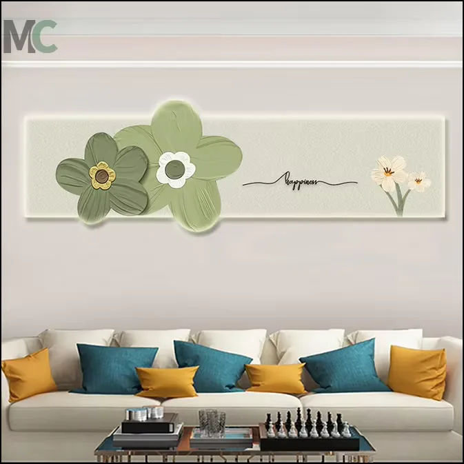 Bedroom Bedside Led Wall Art Decoration Modern Simple Homestay Master Bedroom Crystal Painting Hotel Background Wall Painting