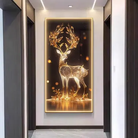 动物 单幅 装饰画 现代简约 玄关背景墙挂画 LED带灯画