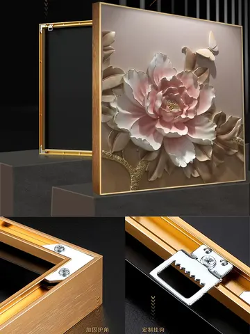 Bestseller Handmade Production Living Room Sofa Background Wall 3D Stereoscopic Relief Chrysanthemum Triptych Art Decor Painting