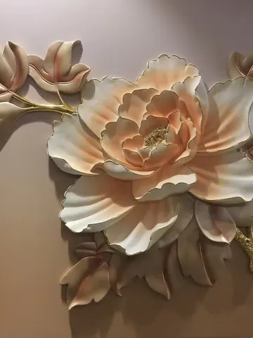 Bestseller Handmade Production Living Room Sofa Background Wall 3D Stereoscopic Relief Chrysanthemum Triptych Art Decor Painting