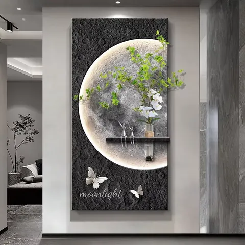 Bestseller Sandstone Fabric Art Home Decor Painting Corridor Backdrop Wall Glowed LED Decor Painting