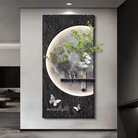 抽象 单幅 装饰画 现代简约 玄关背景墙挂画 LED带灯画