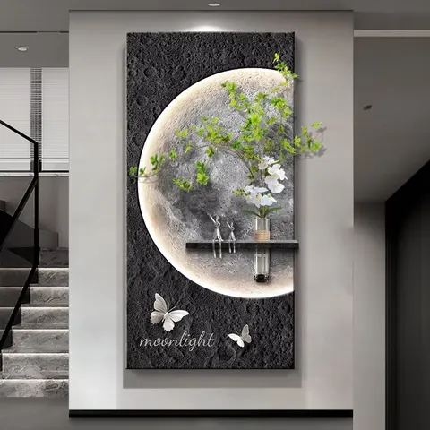 抽象 单幅 装饰画 现代简约 玄关背景墙挂画 LED带灯画