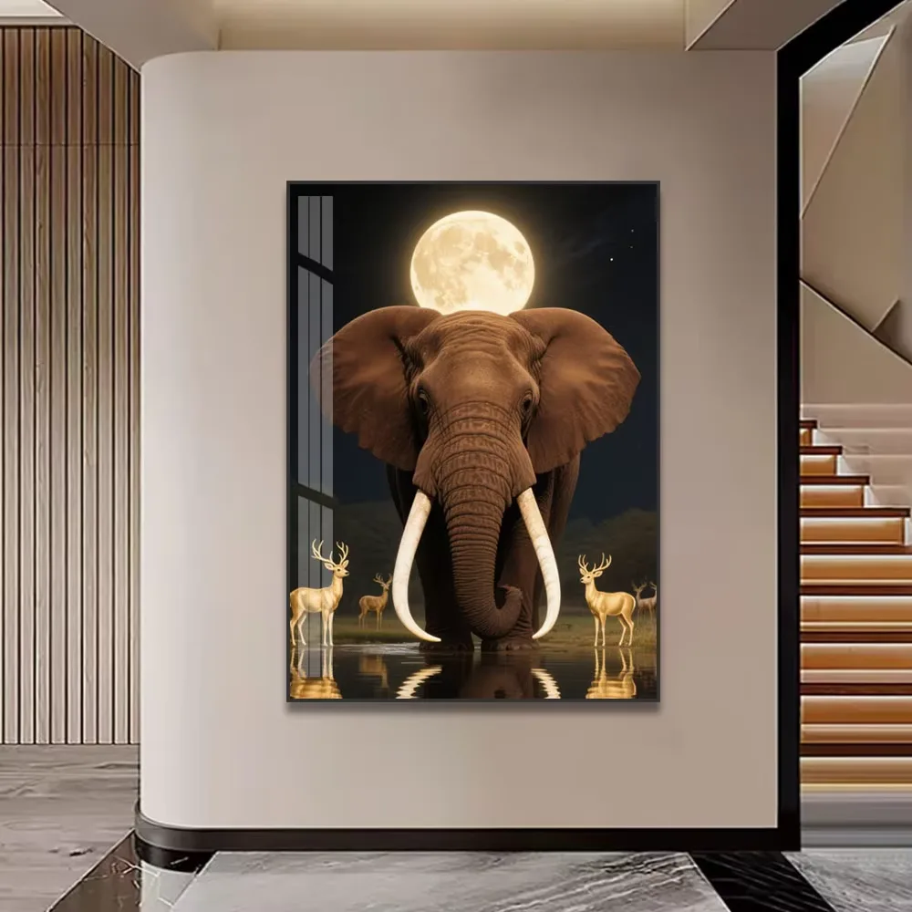 Big Elephant Old tiger Porcelain Painting 2026 Hot Sell Living Room Wall Home Art Decor Abstract Animal Painting tiger Elephant