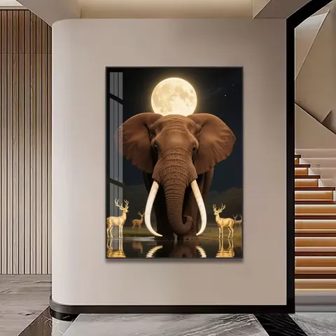 Big Elephant Old tiger Porcelain Painting 2026 Hot Sell Living Room Wall Home Art Decor Abstract Animal Painting tiger Elephant
