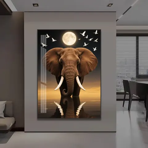 Big Elephant Old tiger Porcelain Painting 2026 Hot Sell Living Room Wall Home Art Decor Abstract Animal Painting tiger Elephant