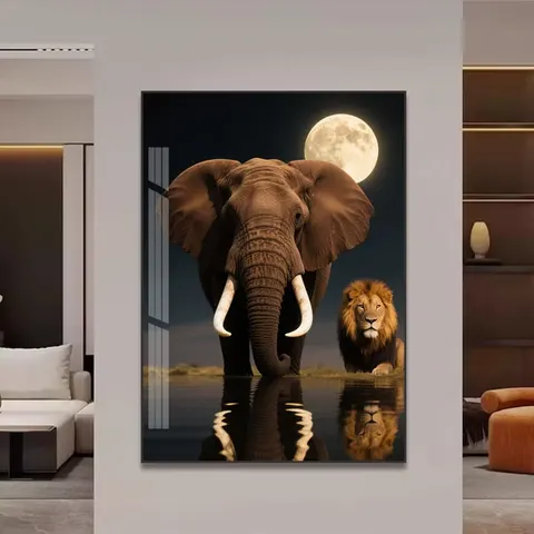 Big Elephant Old tiger Porcelain Painting 2026 Hot Sell Living Room Wall Home Art Decor Abstract Animal Painting tiger Elephant