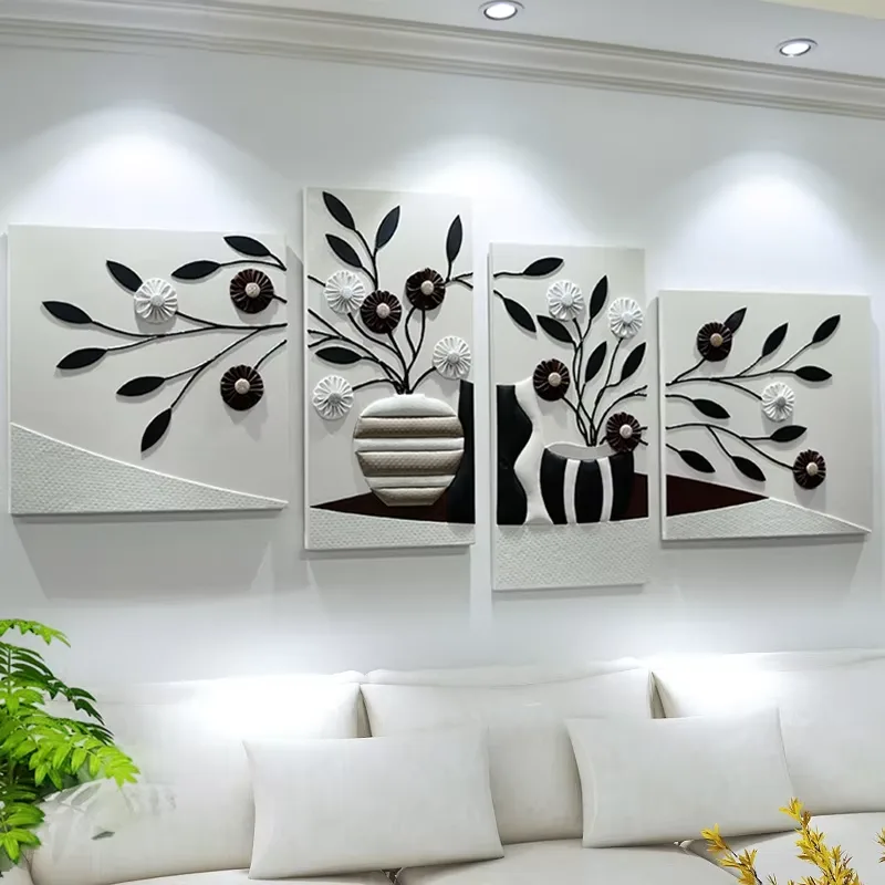 Big White Walls 3D Stereoscopic Art Home Decor Painting Handmade Engraving Leather Combination Wall Painting