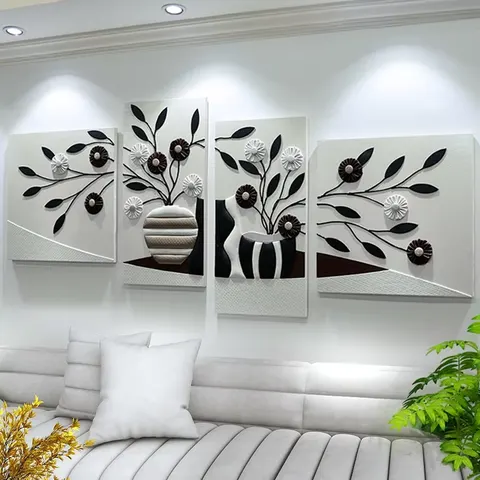 Big White Walls 3D Stereoscopic Art Home Decor Painting Handmade Engraving Leather Combination Wall Painting
