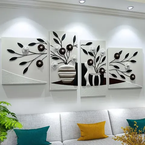 Big White Walls 3D Stereoscopic Art Home Decor Painting Handmade Engraving Leather Combination Wall Painting