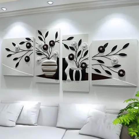 Big White Walls 3D Stereoscopic Art Home Decor Painting Handmade Engraving Leather Combination Wall Painting