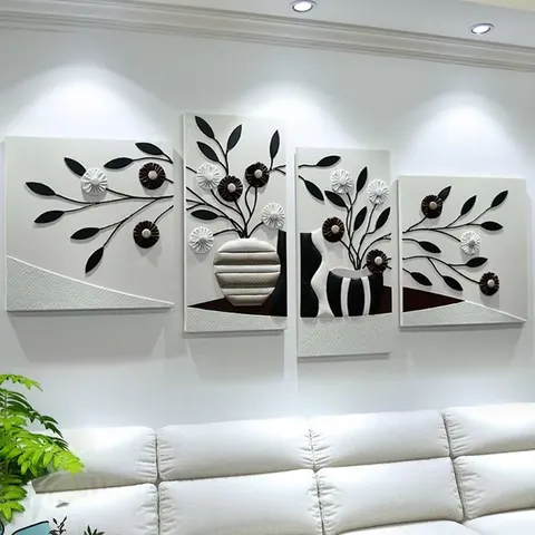 Big White Walls 3D Stereoscopic Art Home Decor Painting Handmade Engraving Leather Combination Wall Painting