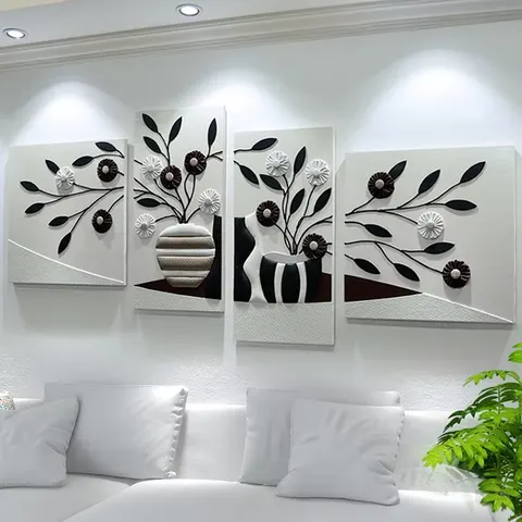 Big White Walls 3D Stereoscopic Art Home Decor Painting Handmade Engraving Leather Combination Wall Painting