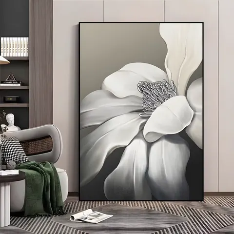 Black and White Flowers PS Canvas Decorative Painting Living Room Sofa Background Wall Large Crystal Porcelain Painting