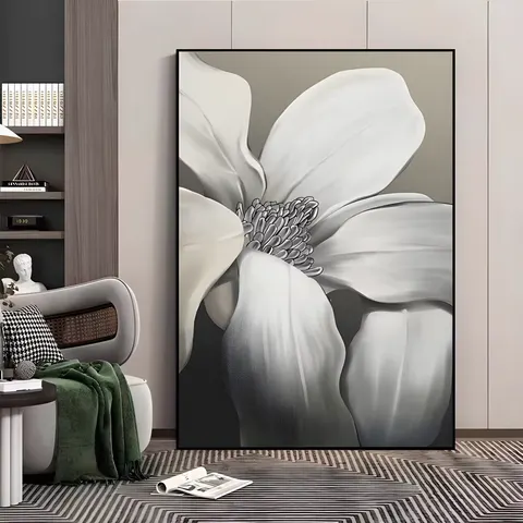 Black and White Flowers PS Canvas Decorative Painting Living Room Sofa Background Wall Large Crystal Porcelain Painting