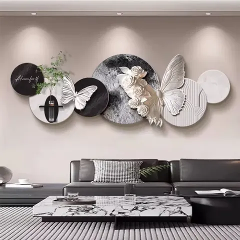 Black and White Simplicity Sofa Background Wall Art Home Decoration Paintings Hydroponic Plants Sandstone Fabric LED Painting