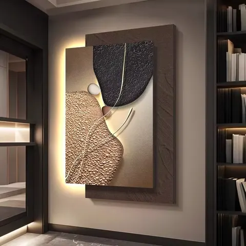 城市 单幅 装饰画 高级灰 玄关背景墙挂画 LED带灯画
