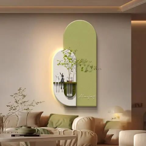 Black White Simplicity Living Room Art Decor Draw Hydroponic Green Plants Entrance Hall Sandstone Glowed LED Painting