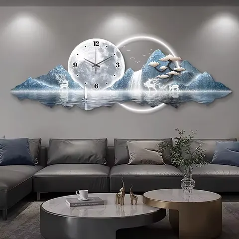 山水 单幅 装饰画 现代简约 客厅背景墙挂画 LED带灯画