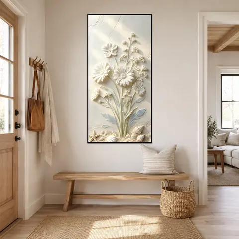 Botanical Wall Art Floral Decorative Painting Entryway Wall Decor Vertical Framed Artwork  Luxury Home Wall Decor