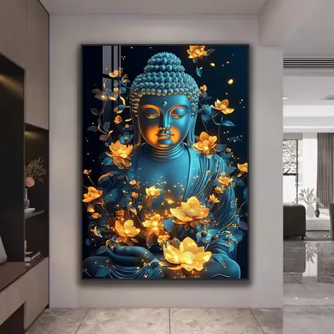Buddhist Wholesale Custom Living Room Crystal Porcelain Paintings Sofa Background Wall Art Home Decor Paintings