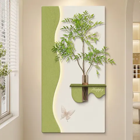 Butterfly Entrance Hall Art Home Wall Murals Hydroponic Plants Sandstone LED Decor Painting