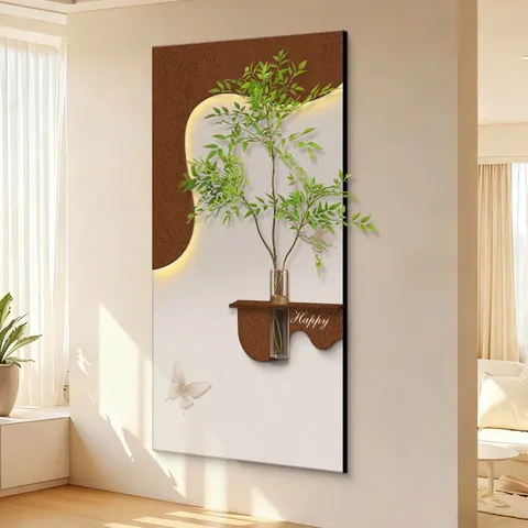 Butterfly Entrance Hall Art Home Wall Murals Hydroponic Plants Sandstone LED Decor Painting